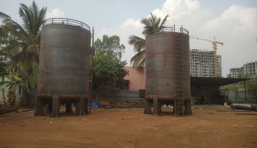 Completed industrial tank installation and site work delivered by VSS Enterprises